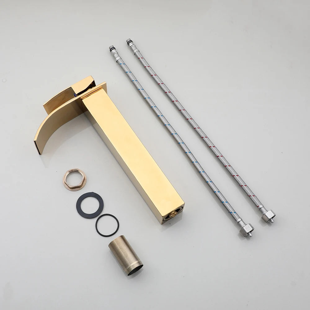 KEMAIDI Ceramic Vessel Sink With Waterfall Faucet Drain