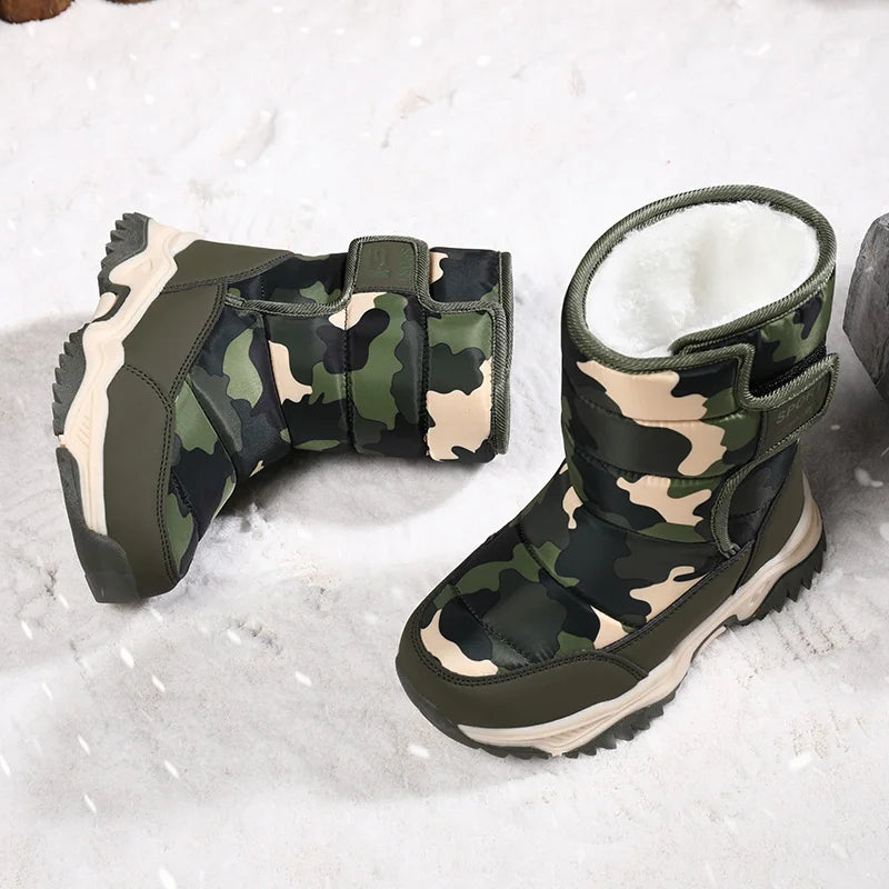 Unisex Plush Winter Snow Boots Waterproof Non Slip