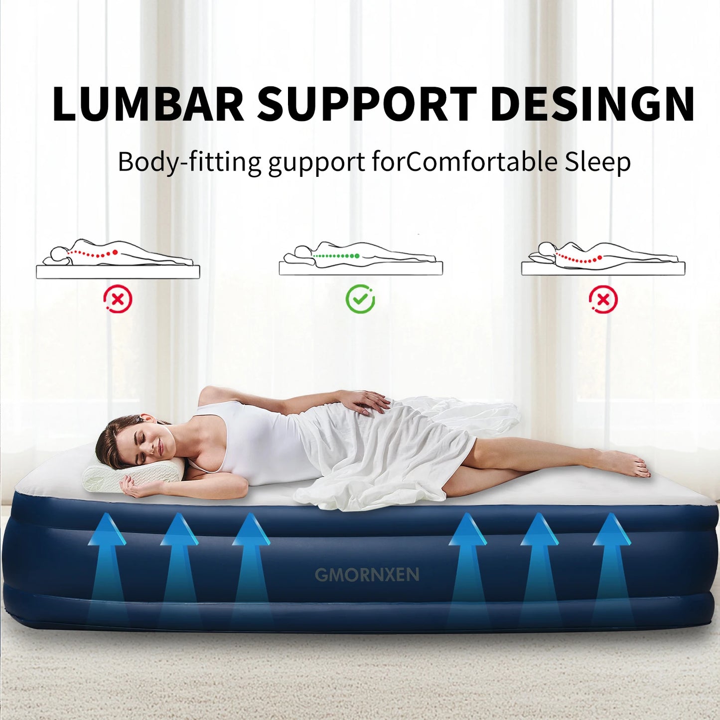 By Inflating Queen Air Mattress With Built In Pump For Camping