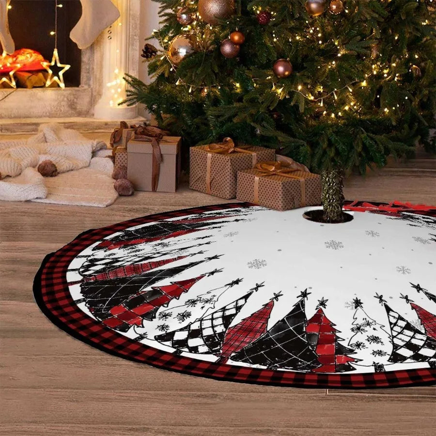 Christmas Tree Skirt With Snowflake Design For Rustic Winter Decor