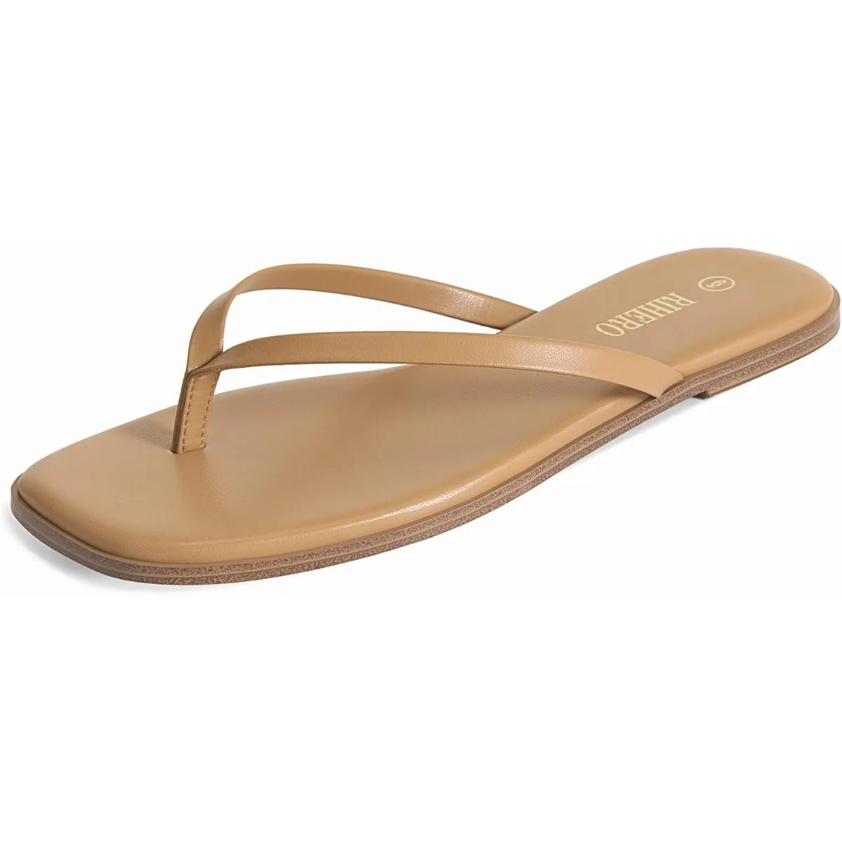 Womens Leather Thong Sandals Square Toe Slip On Beach Dressy