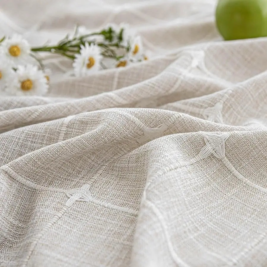 Rier Dream Farmhouse Linen Shower Curtain With Snap-In Liner