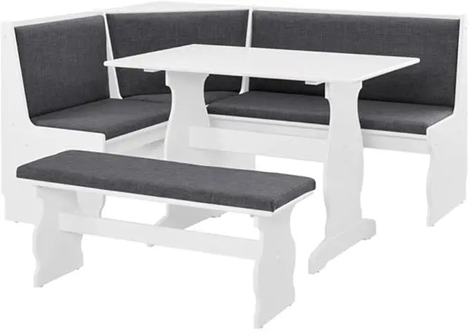 XMSJ Patio Conversation Dining Nook Set 3 Piece Furniture