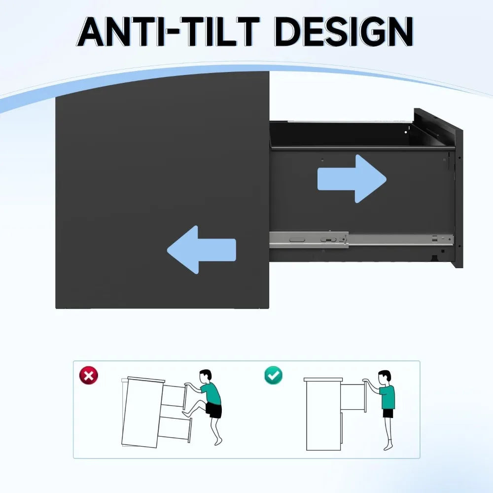 Lateral 4-Drawer Locking Filing Cabinet