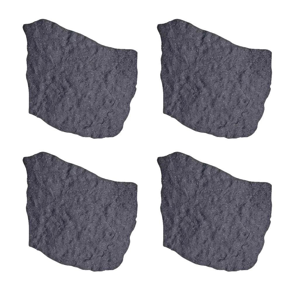 Four Pack Rubber Rock Garden Stepping Stones for Outdoor Walkway