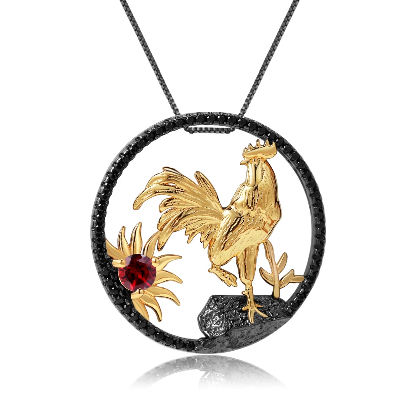 Gem's Ballet 925 Sterling Silver Dragon Pendant Necklace Topaz