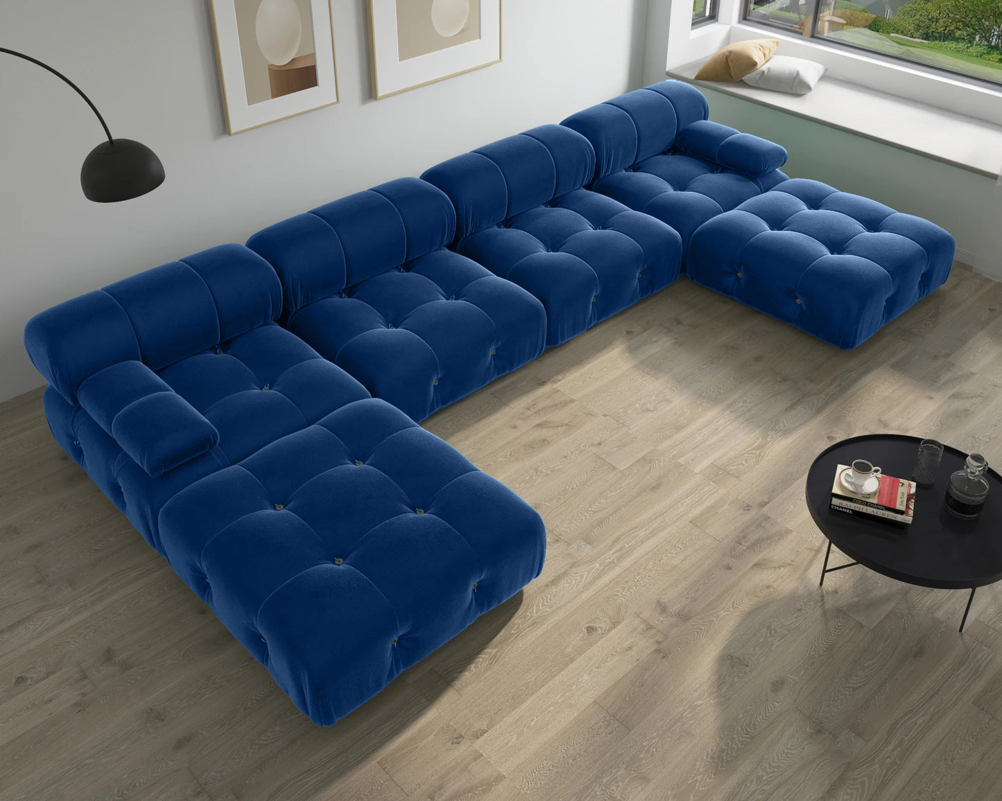 Sdorens Modern U Shaped Sectional Sofa Velvet With Chaise