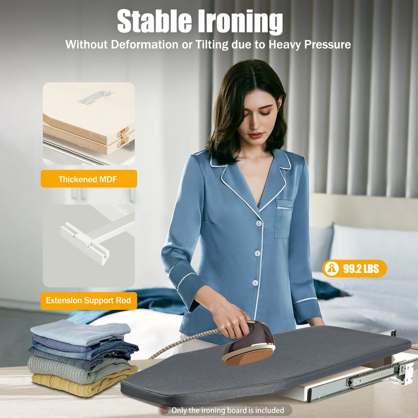 Hign Concerned SpaceSaving Folding Ironing Board Cabinet Mount Featuring Mechanism