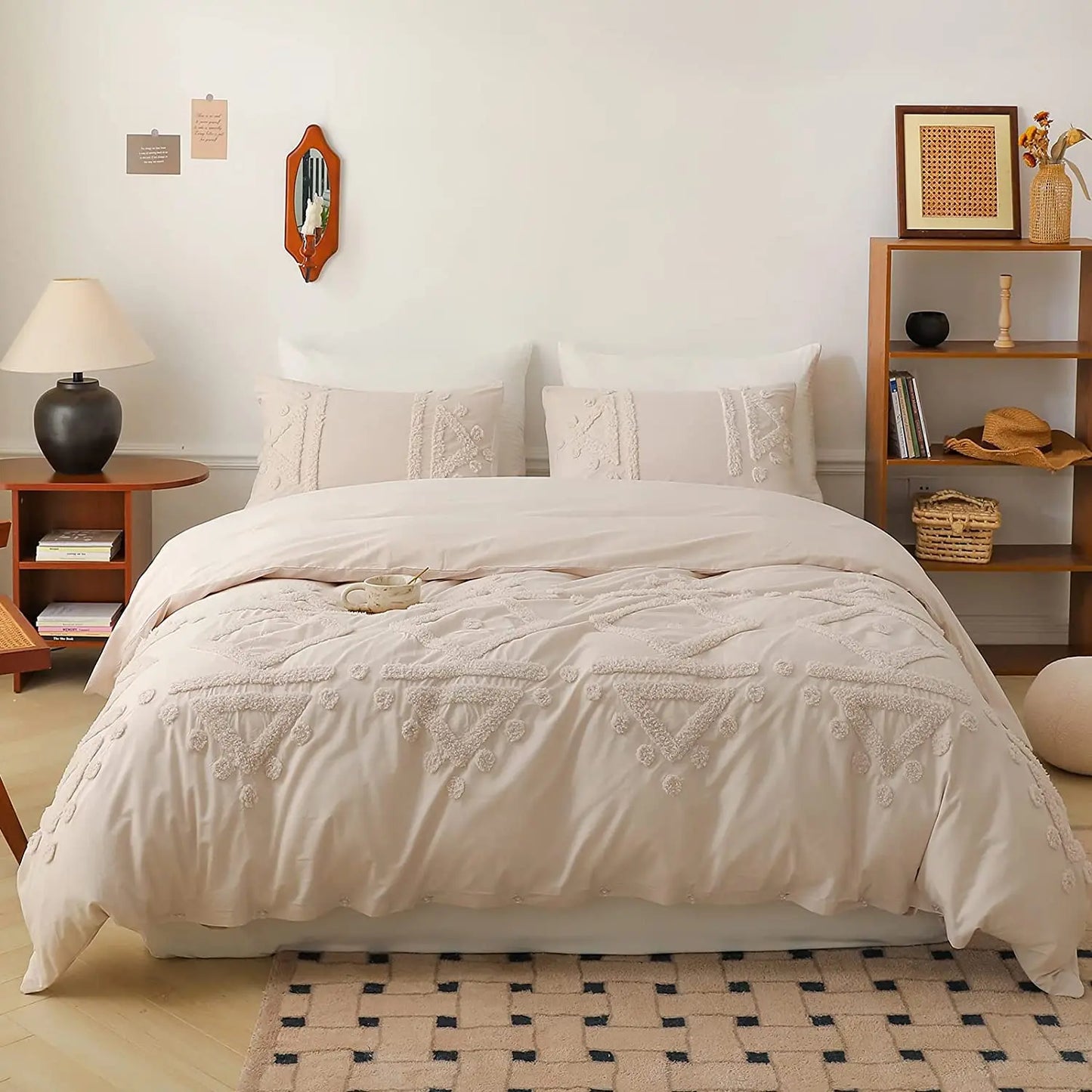 Simple Opulence Cotton Bedding Set Duvet Cover Shams 3 Piece