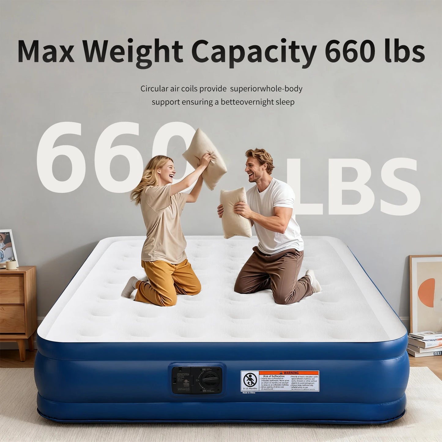 By Inflating Queen Air Mattress With Built In Pump For Camping