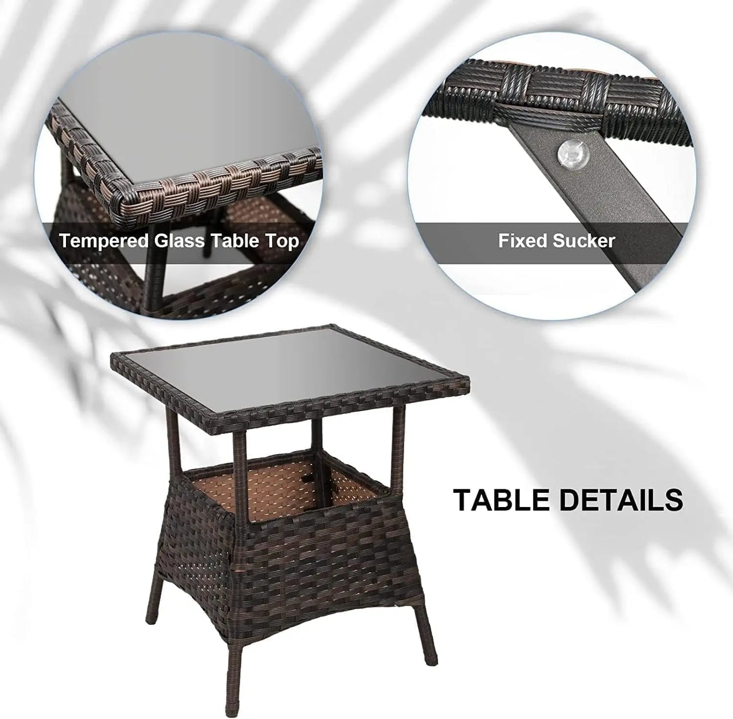 Outdoor Rocking Bistro Set With Glass Table PE Wicker 3-Piece