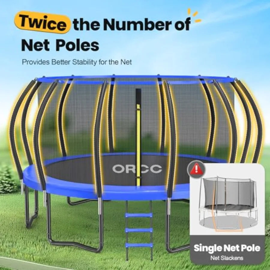 Outdoor Trampoline 1200LBS Capacity With Galvanized Frame And Net