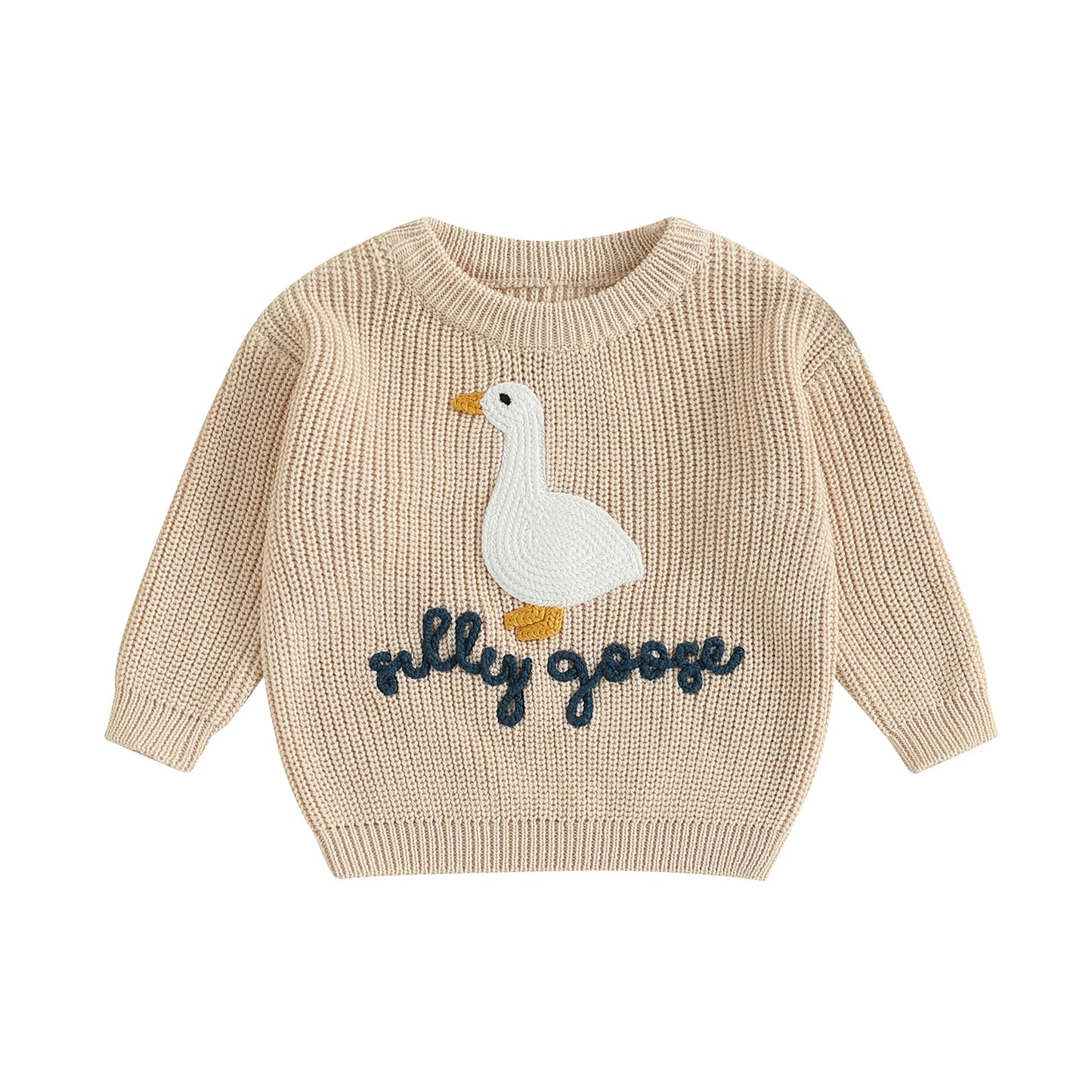 Infant Toddler Duck Sweater Unisex Embroidered Crewneck Knit Top