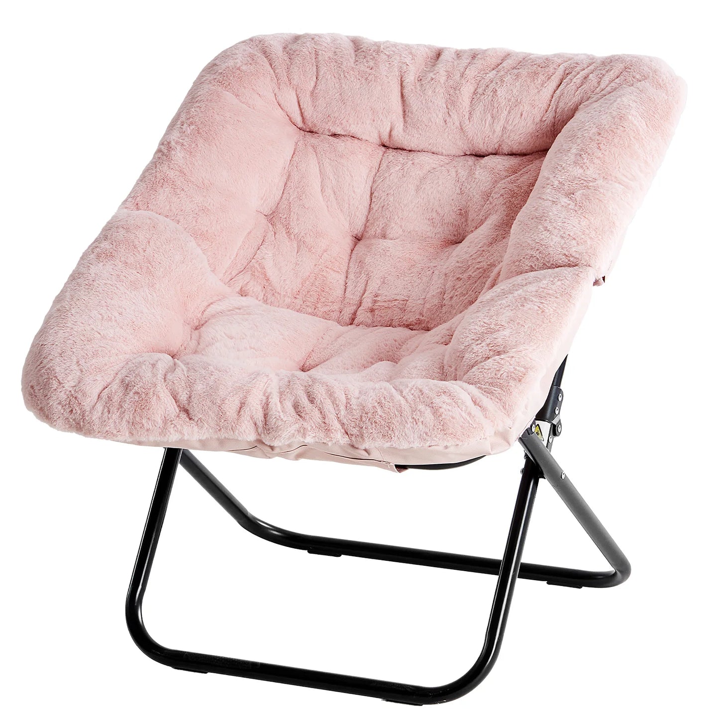 JHK Cozy Faux Fur Saucer Chair With Metal Frame Lounge