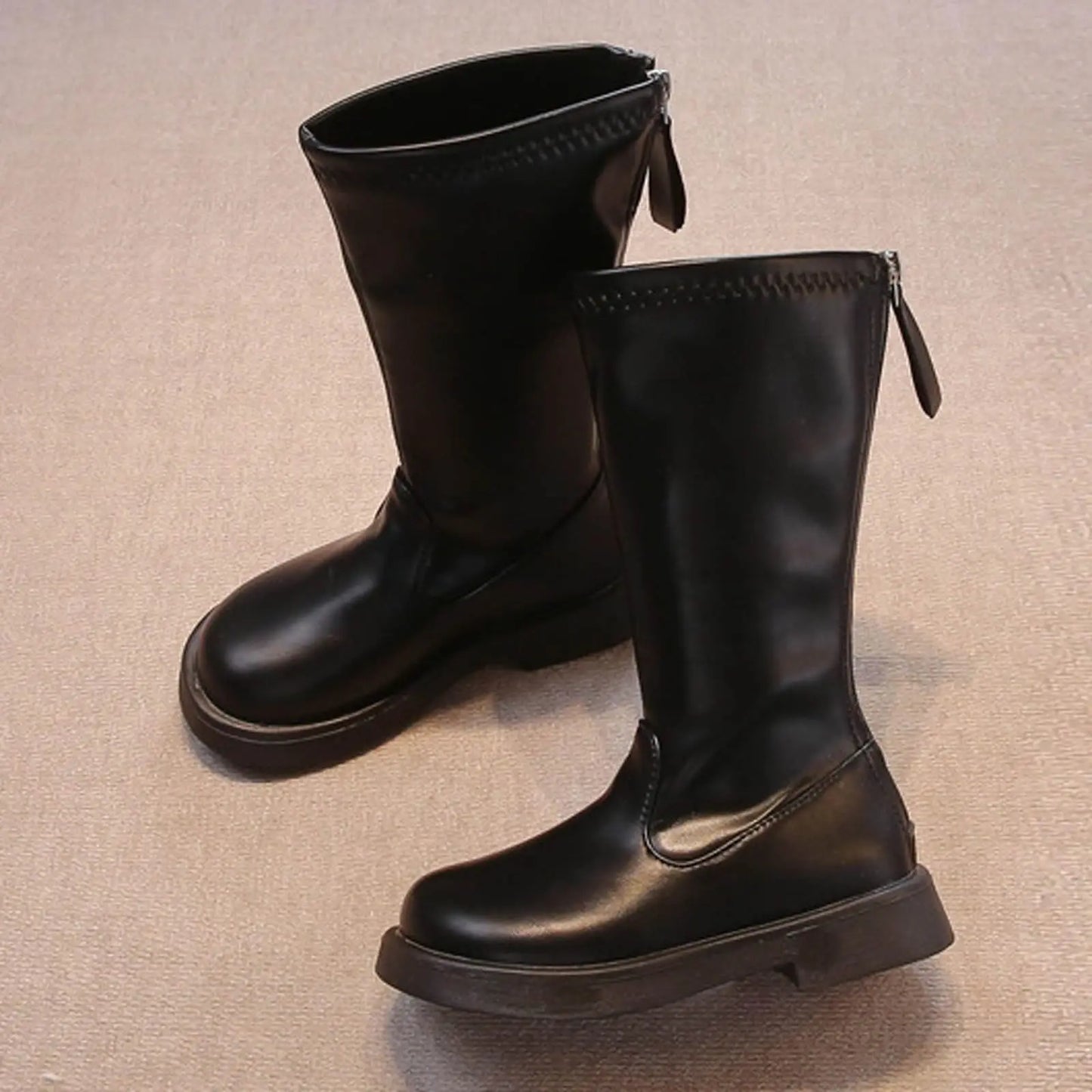 Kids Zip Up Riding Boots For Girls, Tall Shaft, Casual Footwear