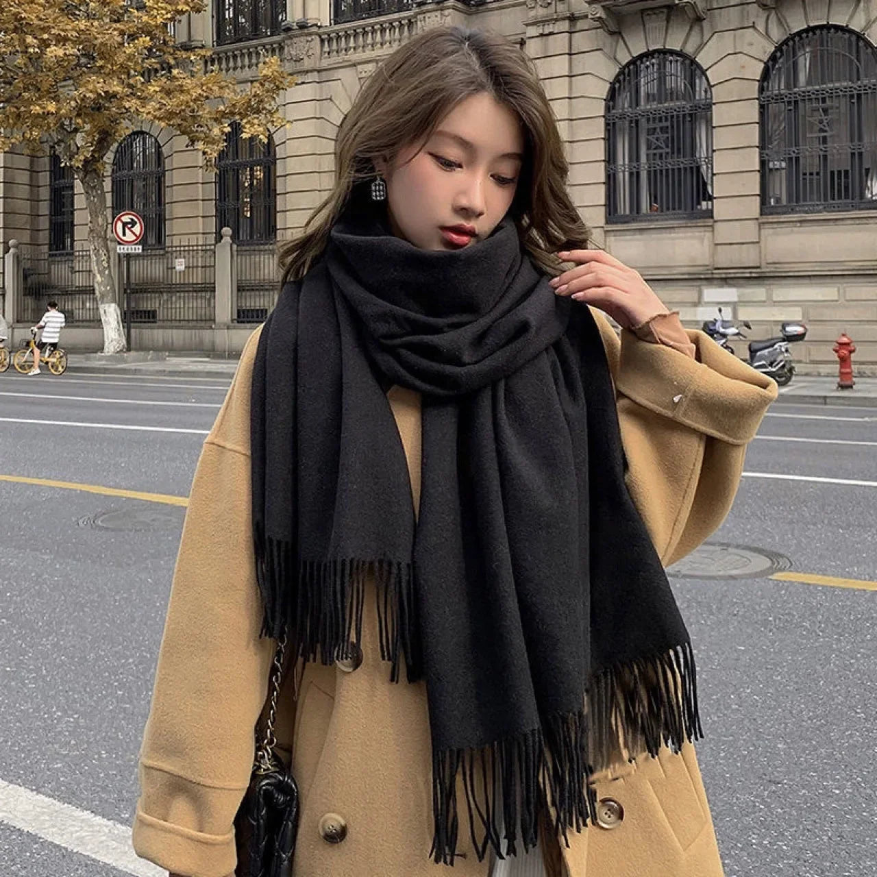 NONECN Women's Winter Scarf Polyester Warm Outdoor Accessory