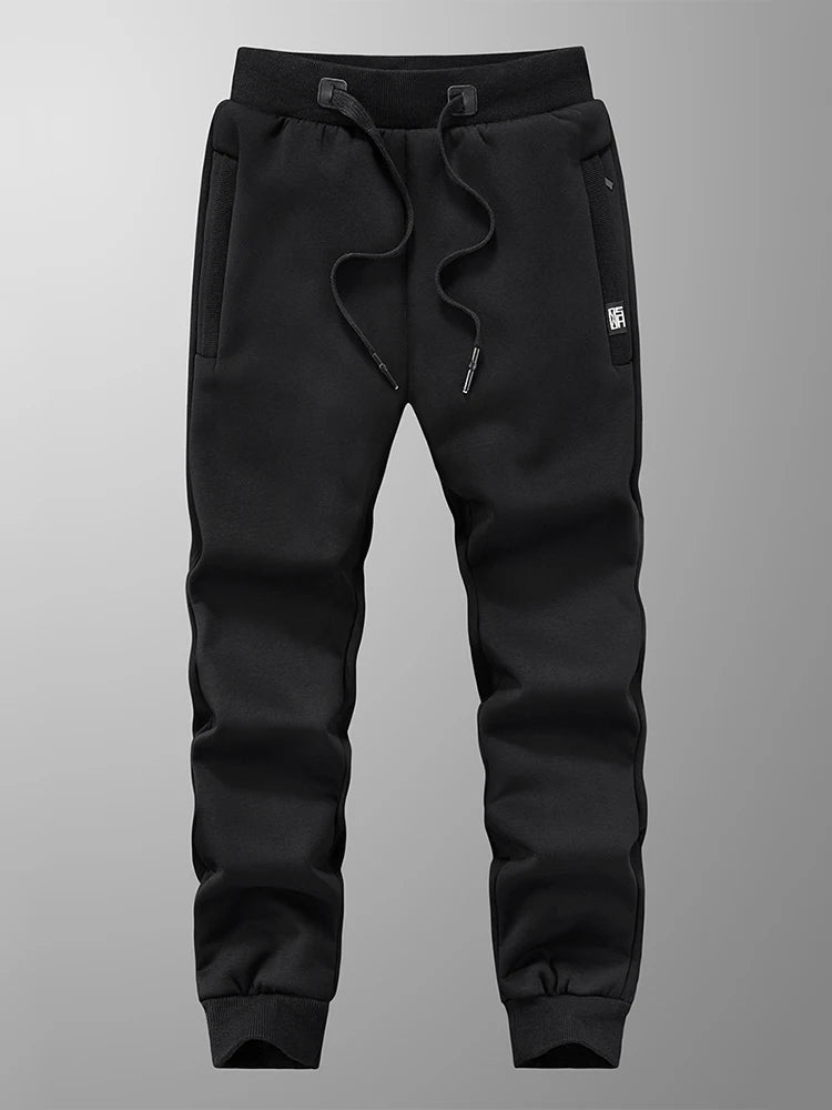 Anbican Winter Men's Fleece Joggers With Zip Pockets