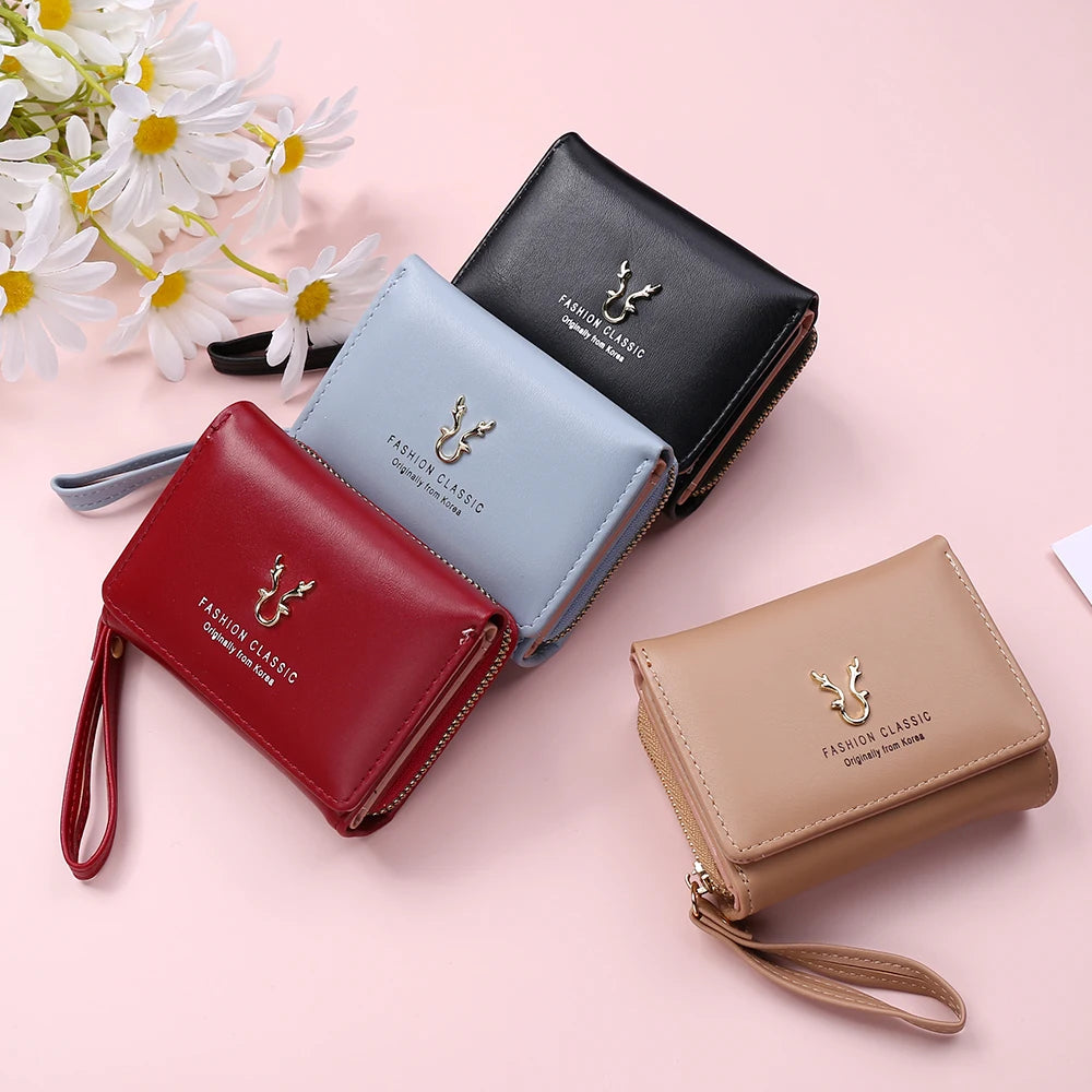 PU Leather Card Holder Wallet For Women With Coin Pocket