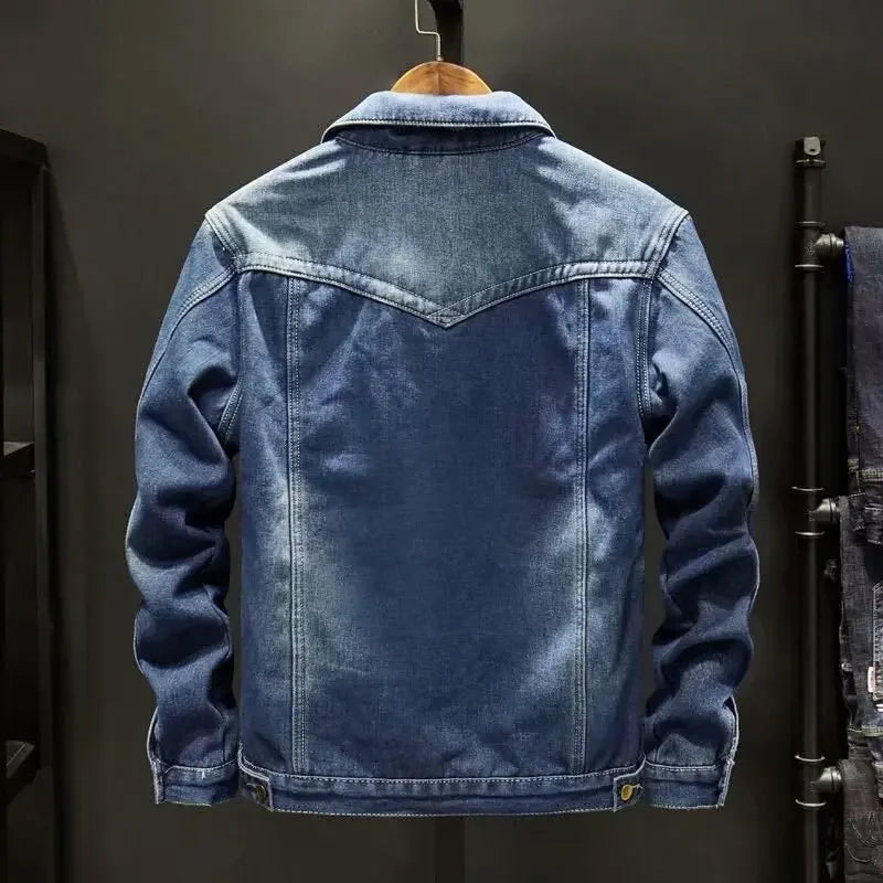 Denim Jacket Fleece-Lined for Men, Loose Fit Warm Casual Workwear