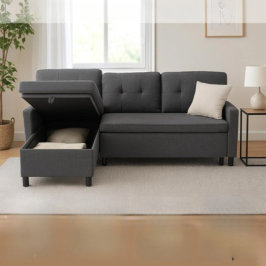HUANZHUANG Sleeper Sofa with Storage Chaise L Shaped Sectional
