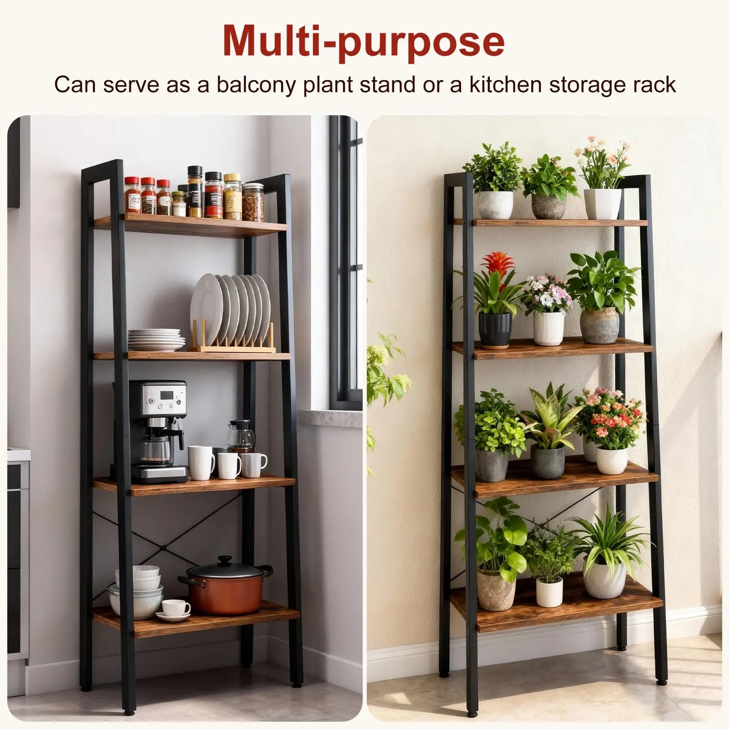 JHK 4-Tier Wooden Display Bookshelf Standing Shelf For Living Room