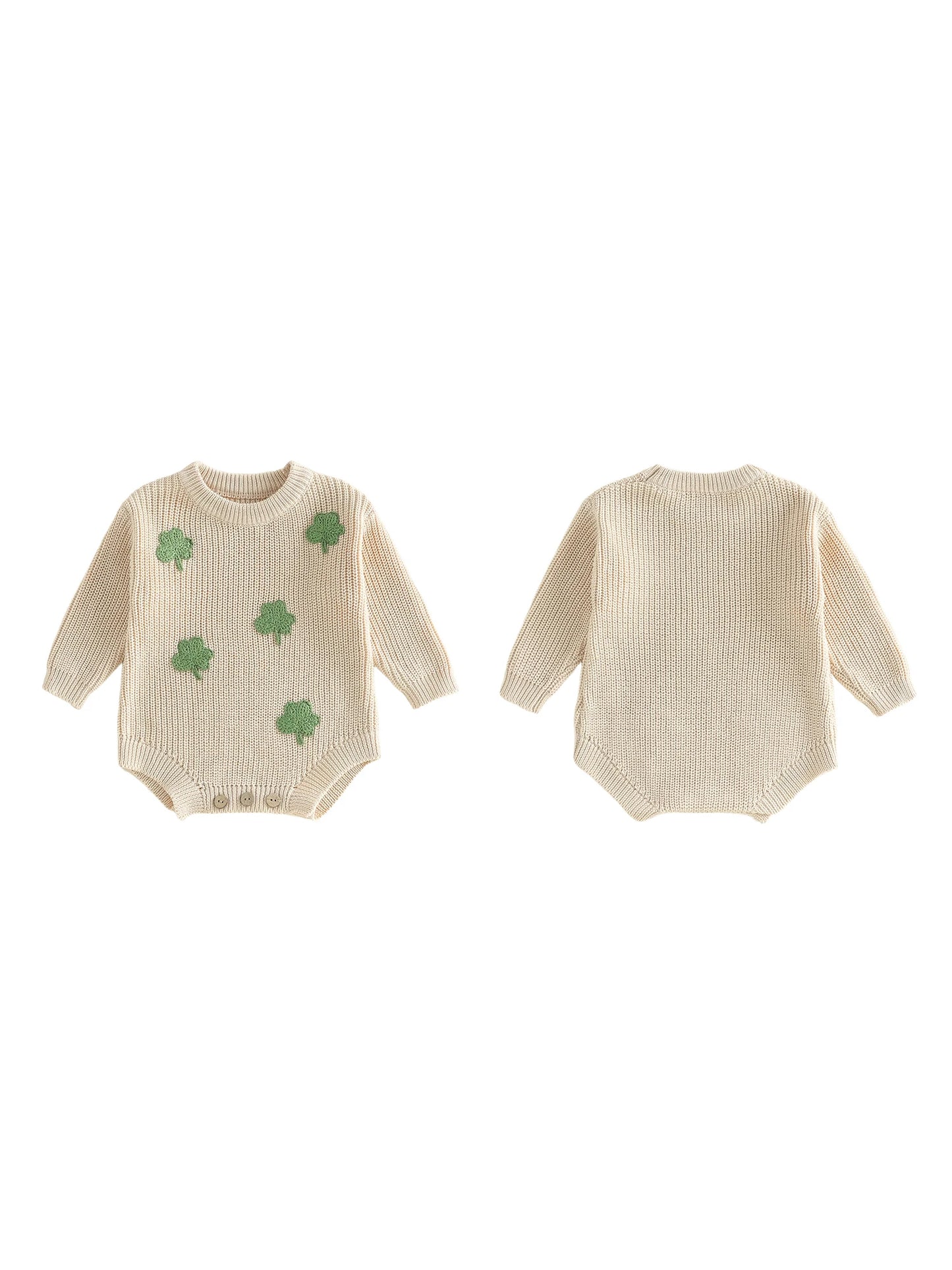 NONECN Adorable Newborn Romper Featuring Shamrock Embroidery