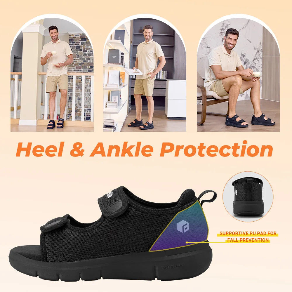 Fittington Men's Diabetic Sandals With Arch Support Breathable Comfort