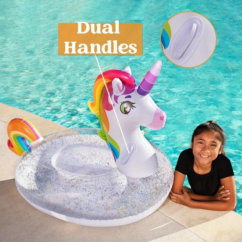 Joyfy Unicorn Inflatable Pool Float Glitter Ride On