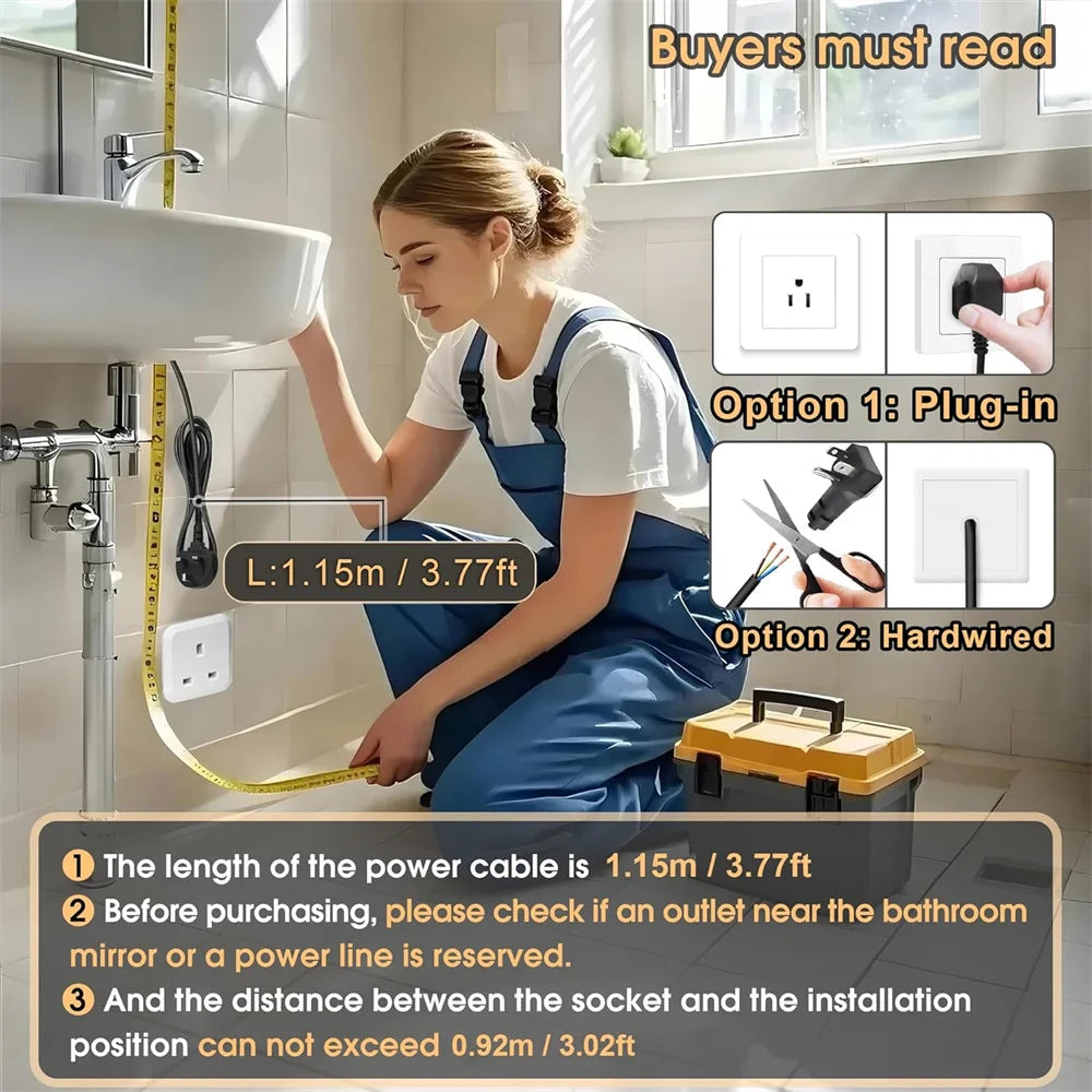 MYGIIVOVO LED Backlit Fogless Vanity Mirror With Demister And Dimmable