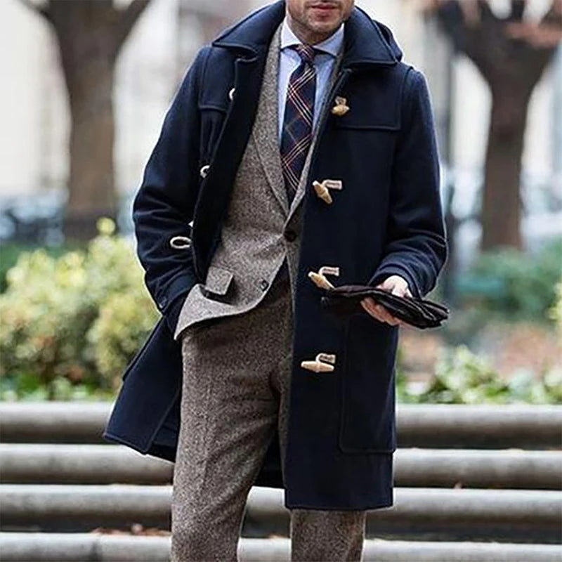 Guangdong Mens Wool Blend Duffle Coat With Hood Toggles