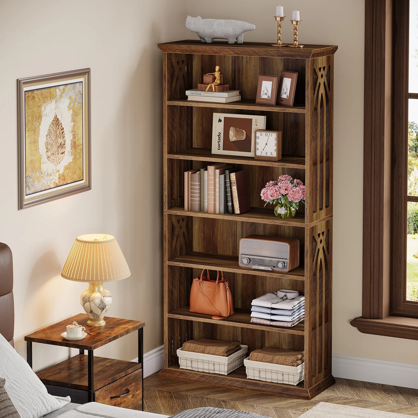 Tribesigns 6-Tier Bookshelf Freestanding Wood Bookcase