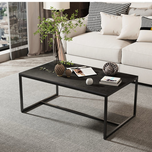 Wisfor Sintered Stone Coffee Table With Black Metal Frame