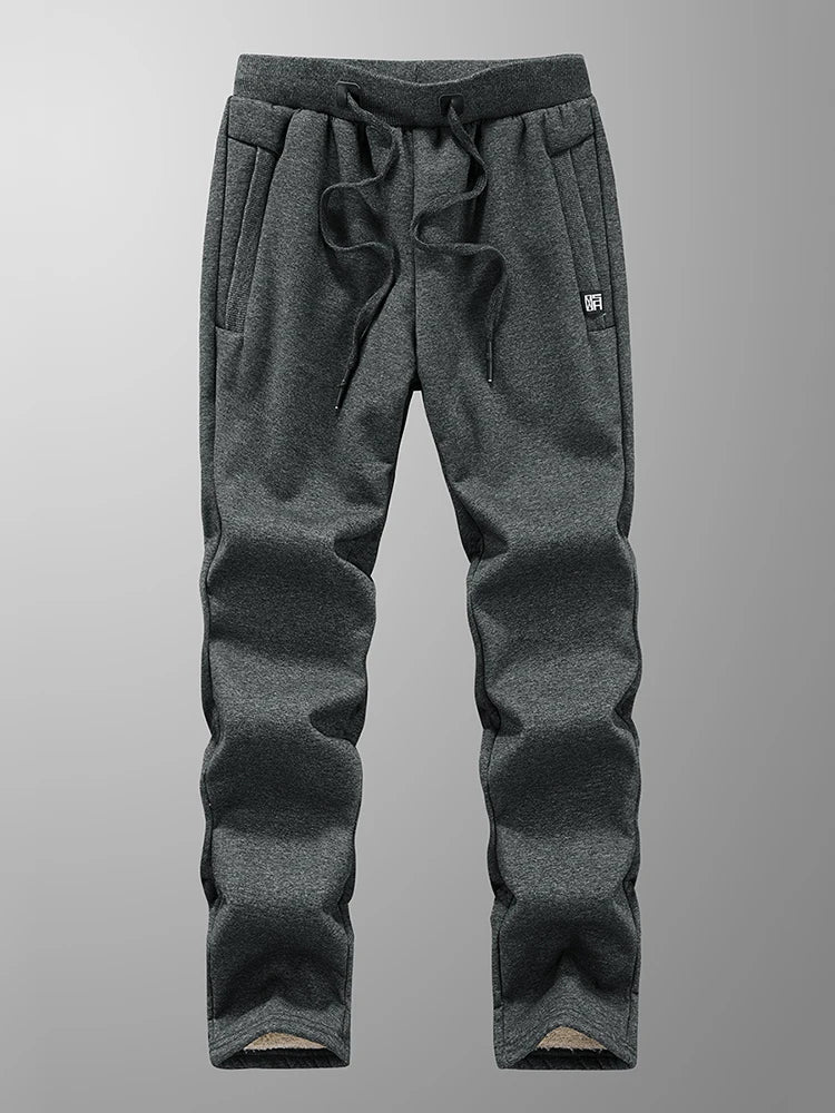 Anbican Winter Men's Fleece Joggers With Zip Pockets