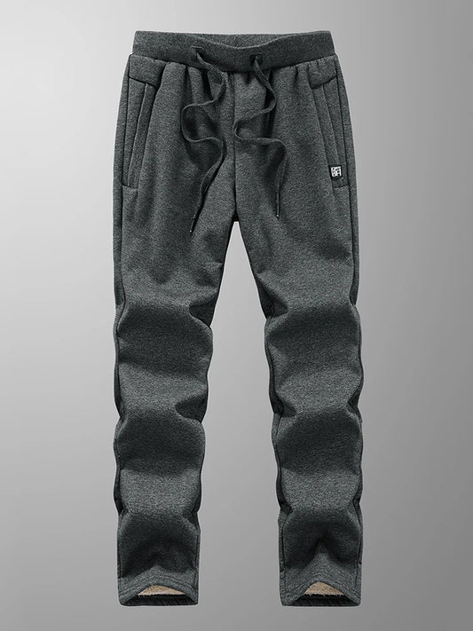 Anbican Winter Men's Fleece Joggers With Zip Pockets