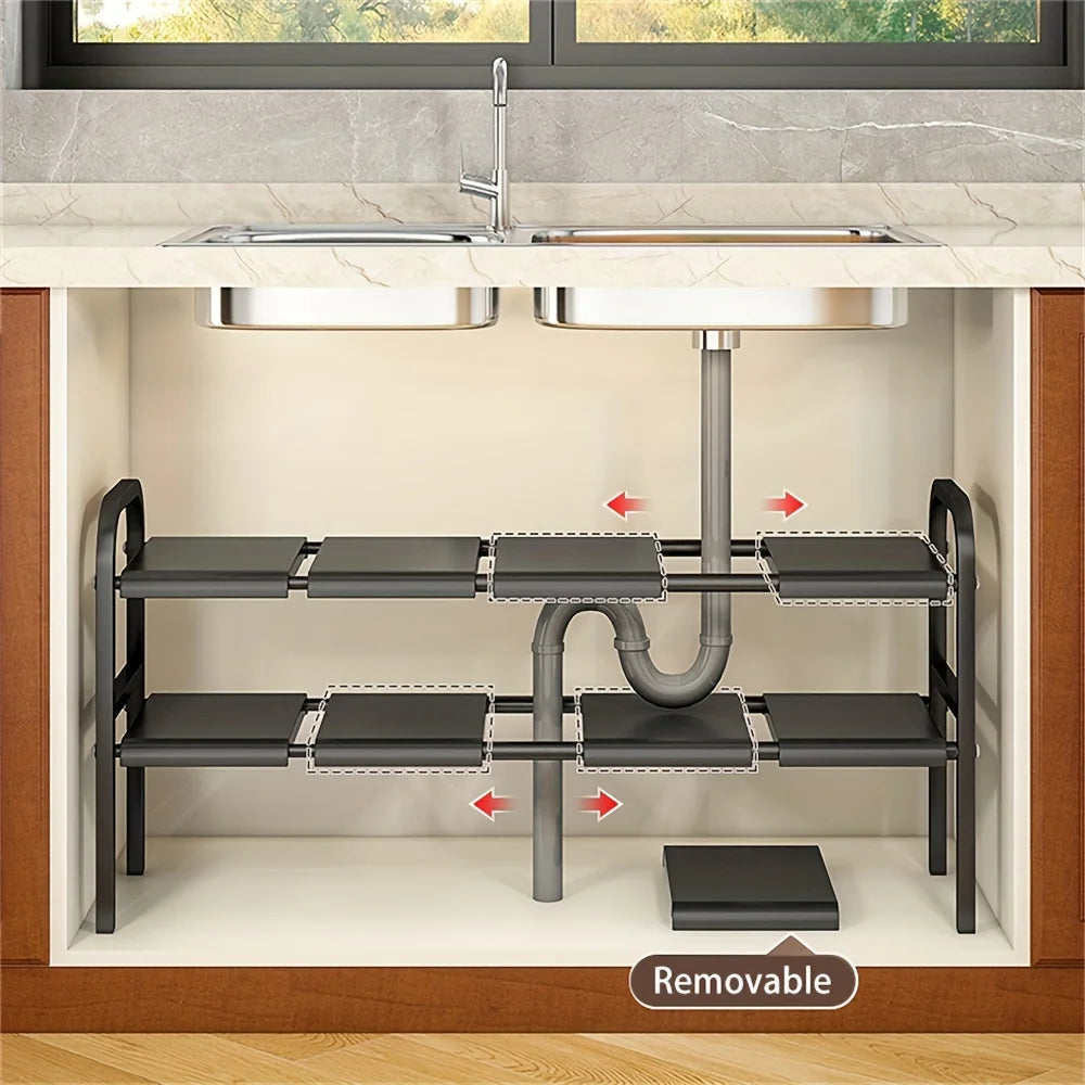 Hign-Concerned Multi-Use Kitchen and Under Sink Organizer Expandable Shelf Storage