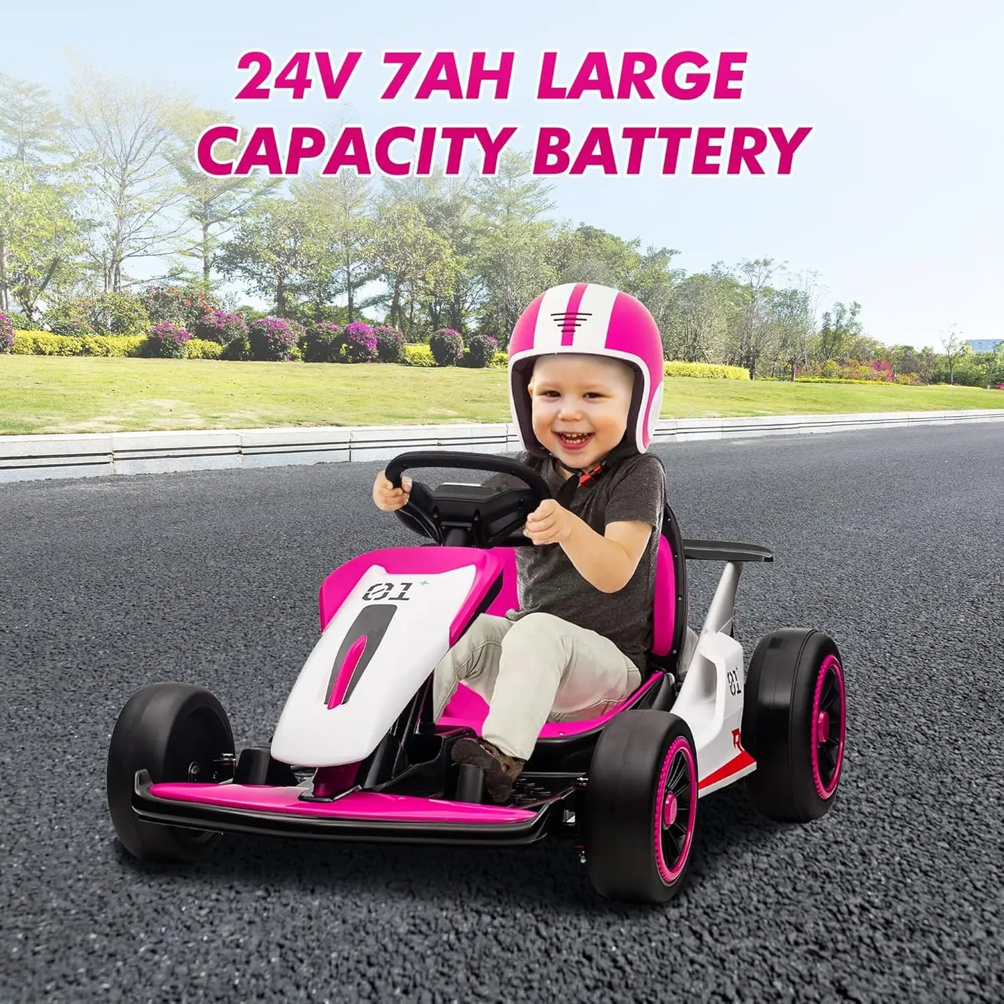 Electronic 24V Ride On Go Kart With Dual 200W Motors LED Lights Drift Mode For Ages 6 To 12