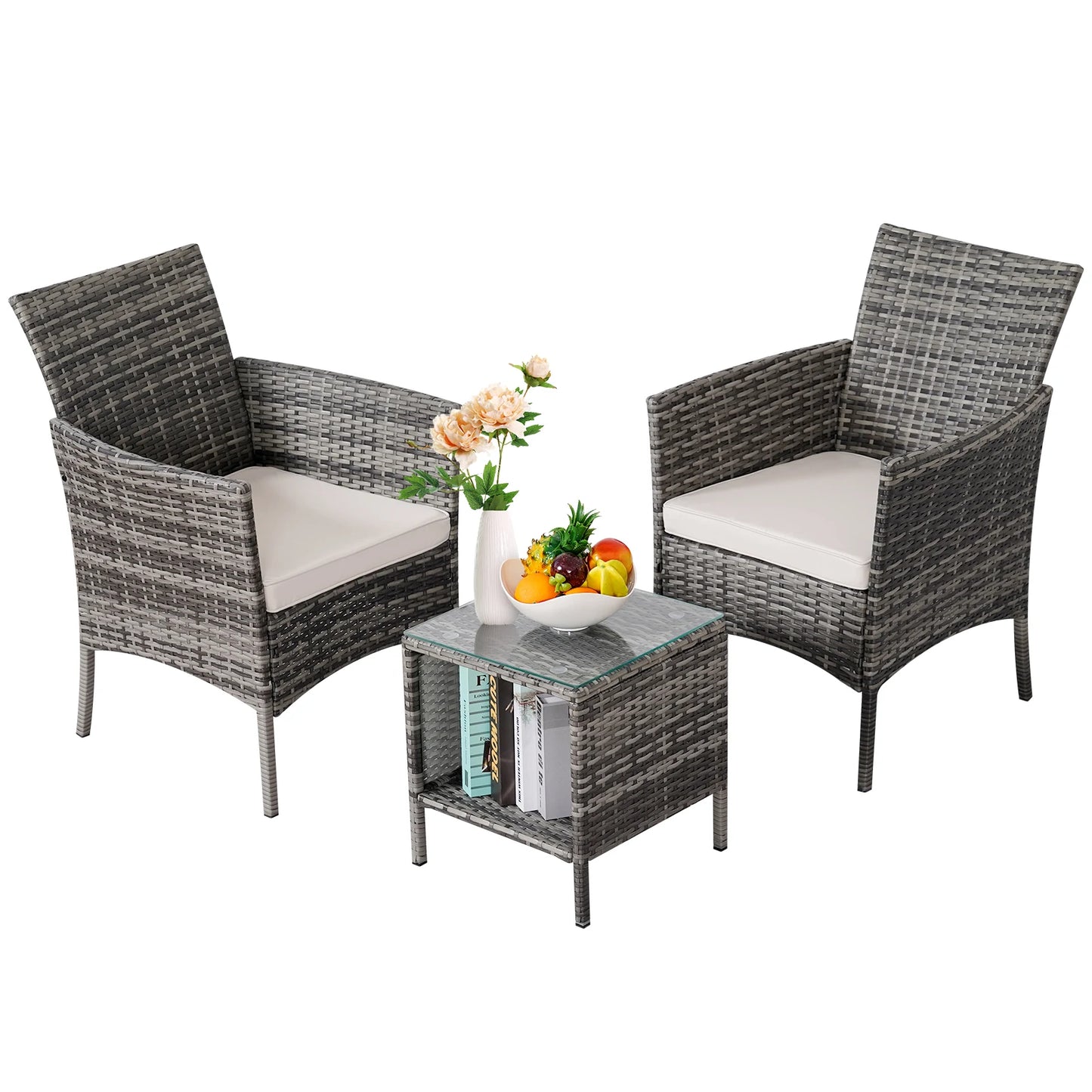 Naga Bahna 3 Piece Outdoor Patio Bistro Set Rattan Furniture