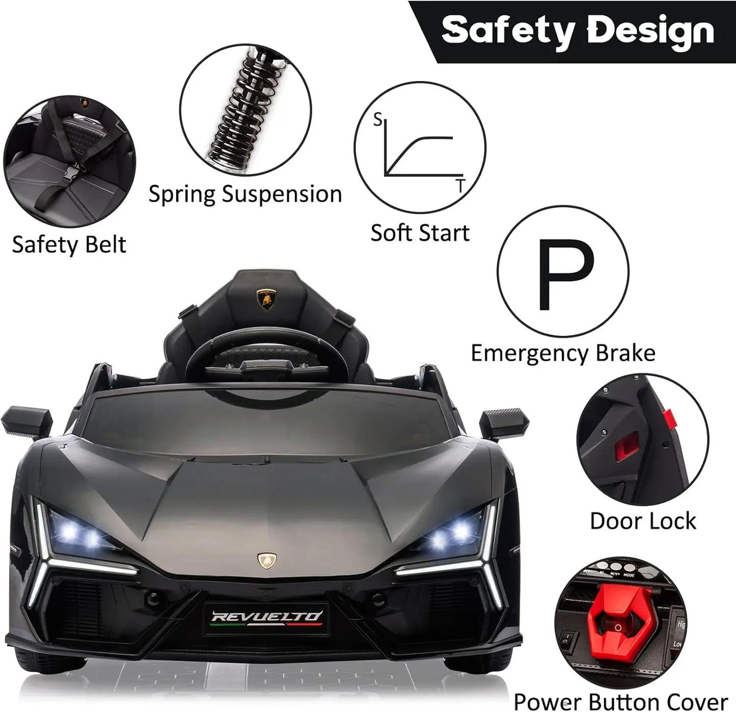 HiMISS Ride On Car Toy For Kids 3 To 8 With Bluetooth Music Remote Headlight