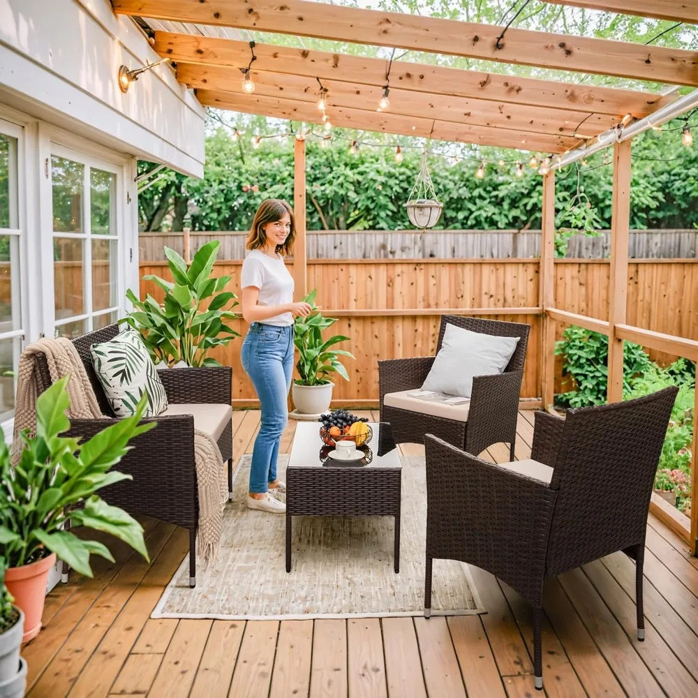 Outdoor Patio Furniture Set Rattan Wicker For Garden
