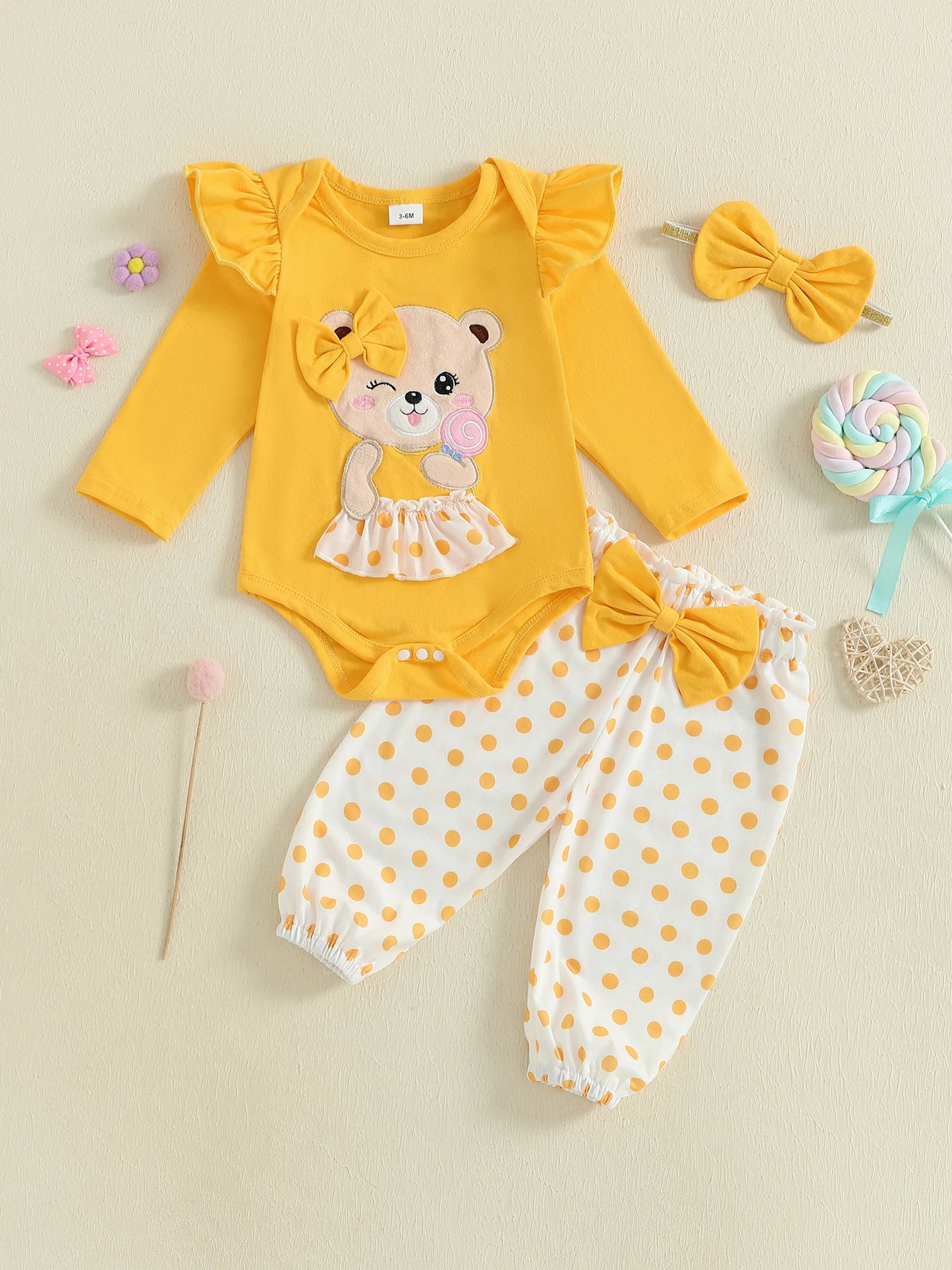 Toddler Girls Winter Jumpsuit With Deer Embroidery And Polka Dot Leggings