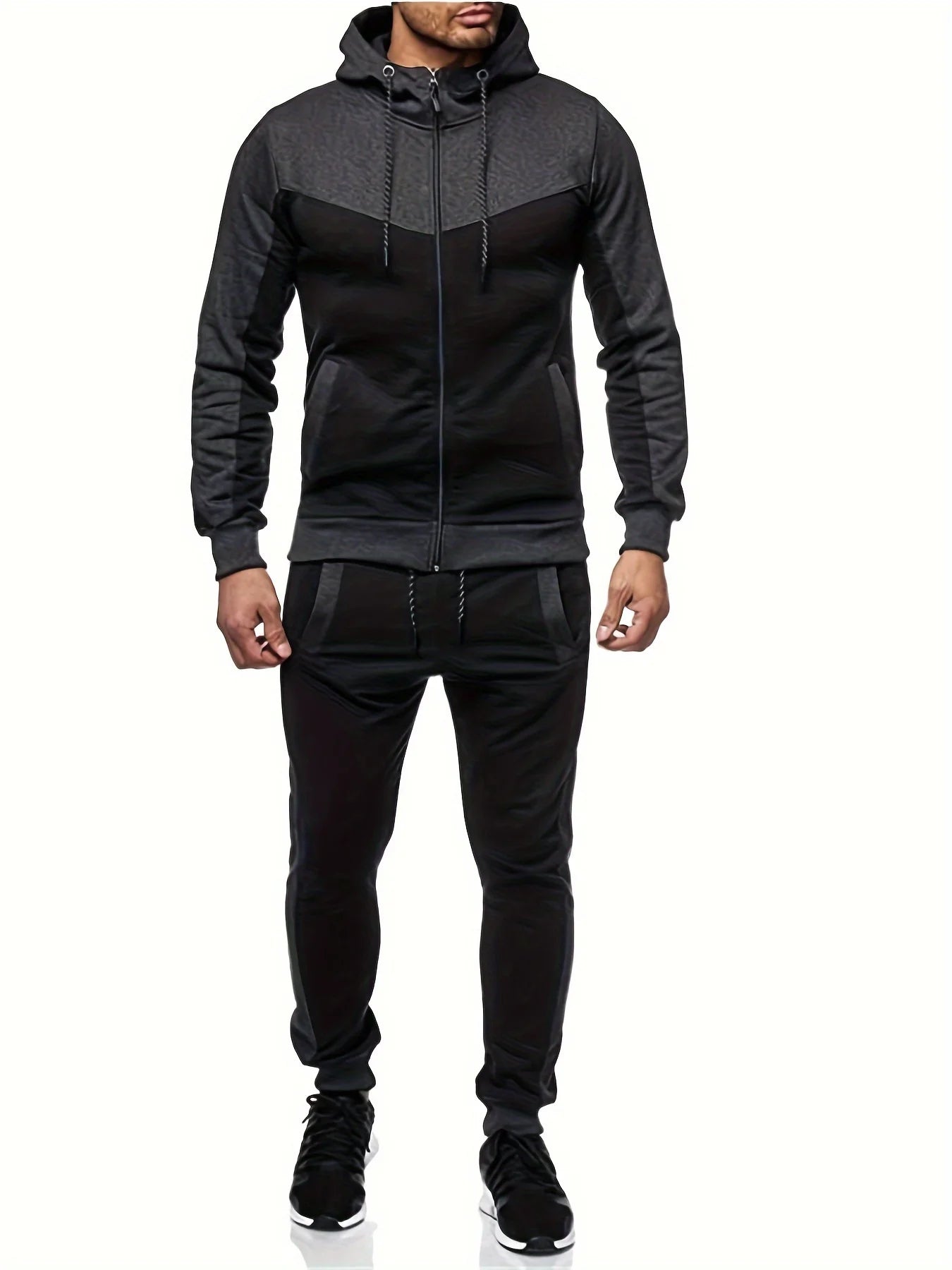 Autumn And Winter Men's Hooded Cardigan Set For Leisure Wear