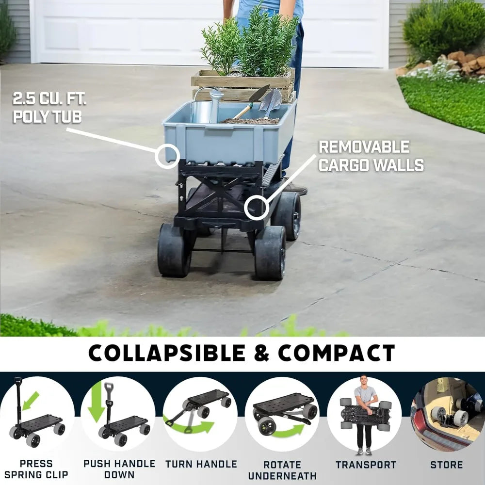 Collapsible Outdoor Utility Wagon Heavy Duty Dolly 250 Lb Capacity Made In USA Durable Construction
