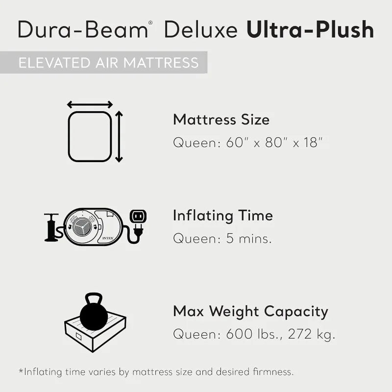 YTYIN Intex Dura-Beam Deluxe Ultra Plush Air Mattress With Headboard