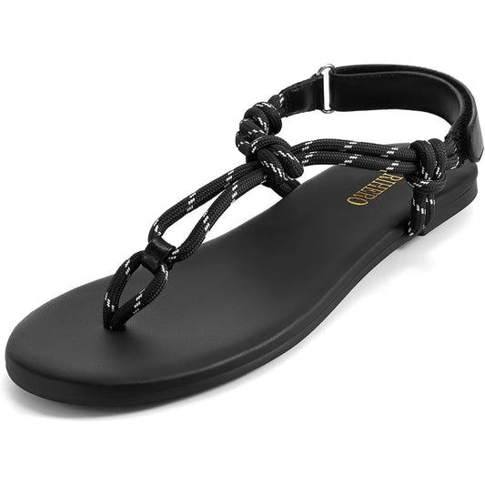 Rope Thong Sandals For Women Ankle Strap Beach Flip Flops