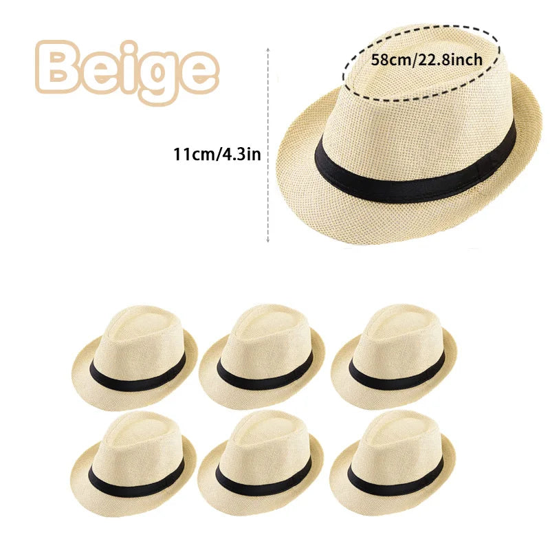 XMSJ Straw Fedora Hat Unisex Panama Rollup Wedding