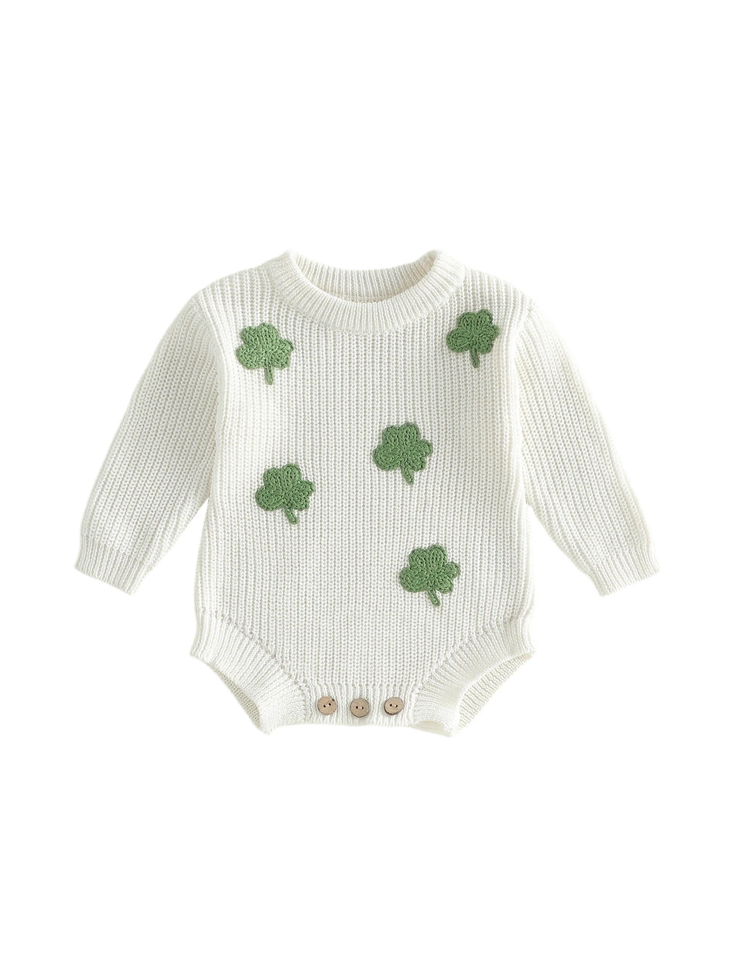 NONECN Adorable Newborn Romper Featuring Shamrock Embroidery
