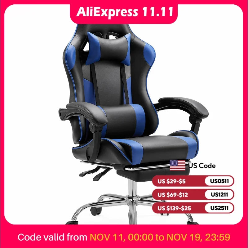 JHK Ergonomic Racing Gaming Chair With Adjustable Headrest And Lumbar