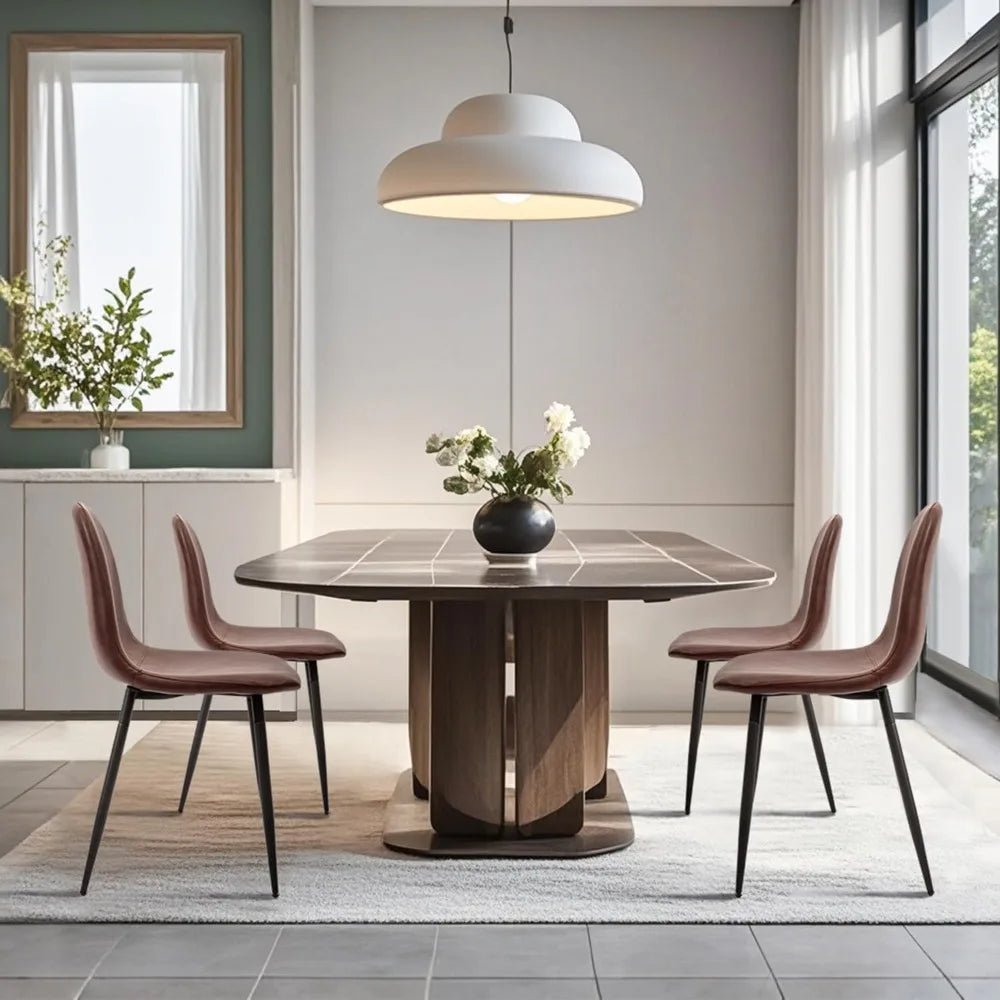 ZHUOTING Modern Dining Chairs Set of 4 Faux Leather Upholstered Seats