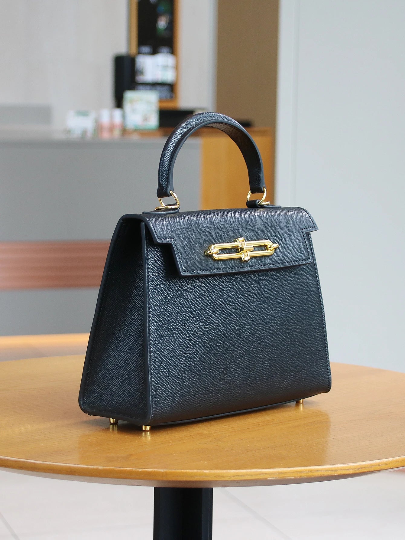 NONECN Palm Print Leather Handbag for Women Portable Luxury