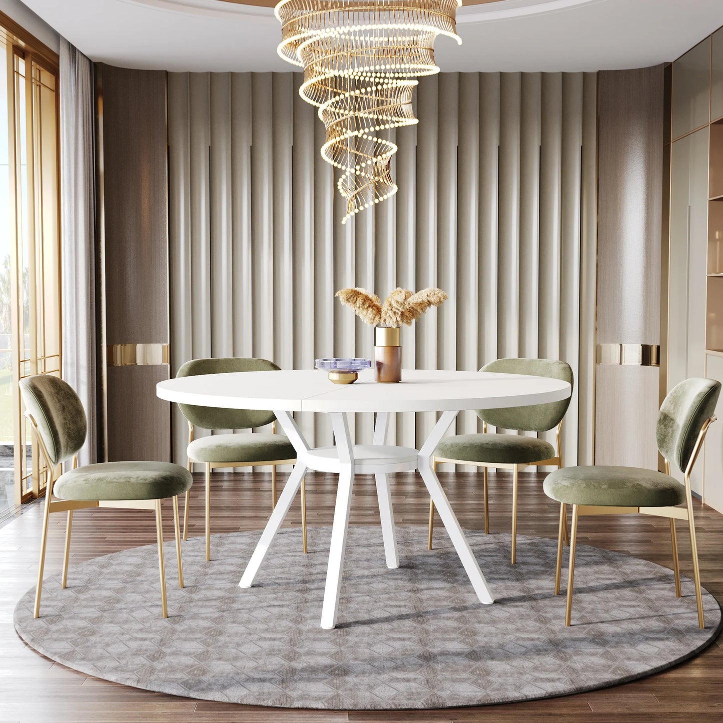 Tribesigns Round Wood Dining Table With Sturdy Metal Base